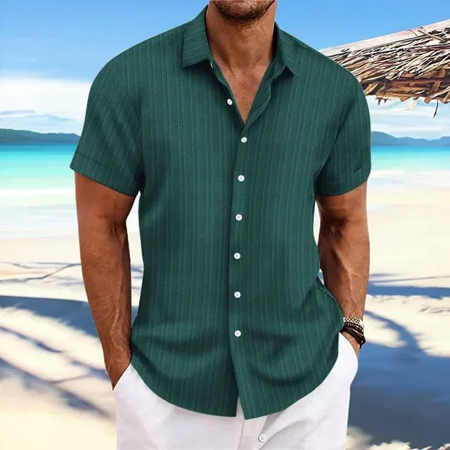 Men's High-Quality Lightweight Striped Short-Sleeved Shirt – Luxury Fashion for Effortless Style