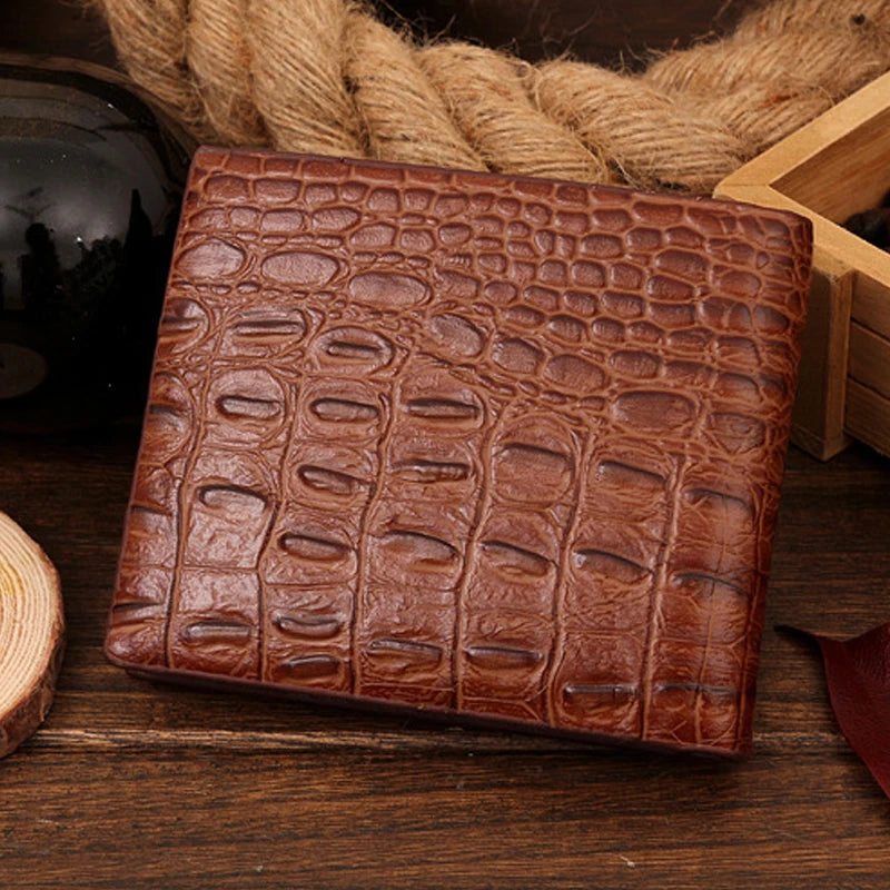 Crocodile Grain Short Design Wallet for Men