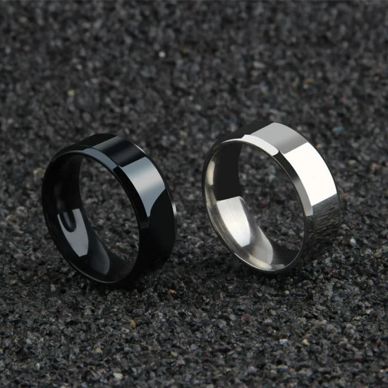 Stainless Steel Black Wedding Engagement Ring