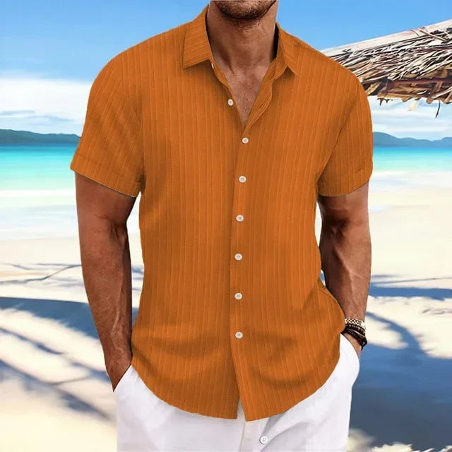 Men's High-Quality Lightweight Striped Short-Sleeved Shirt – Luxury Fashion for Effortless Style