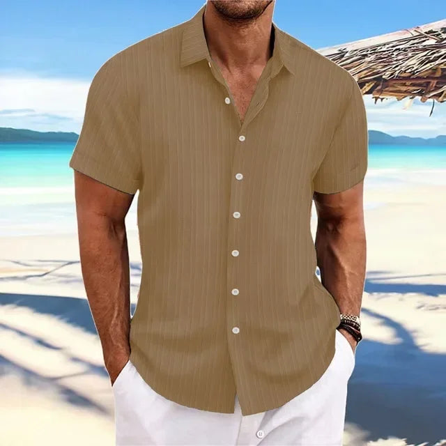 Men's High-Quality Lightweight Striped Short-Sleeved Shirt – Luxury Fashion for Effortless Style