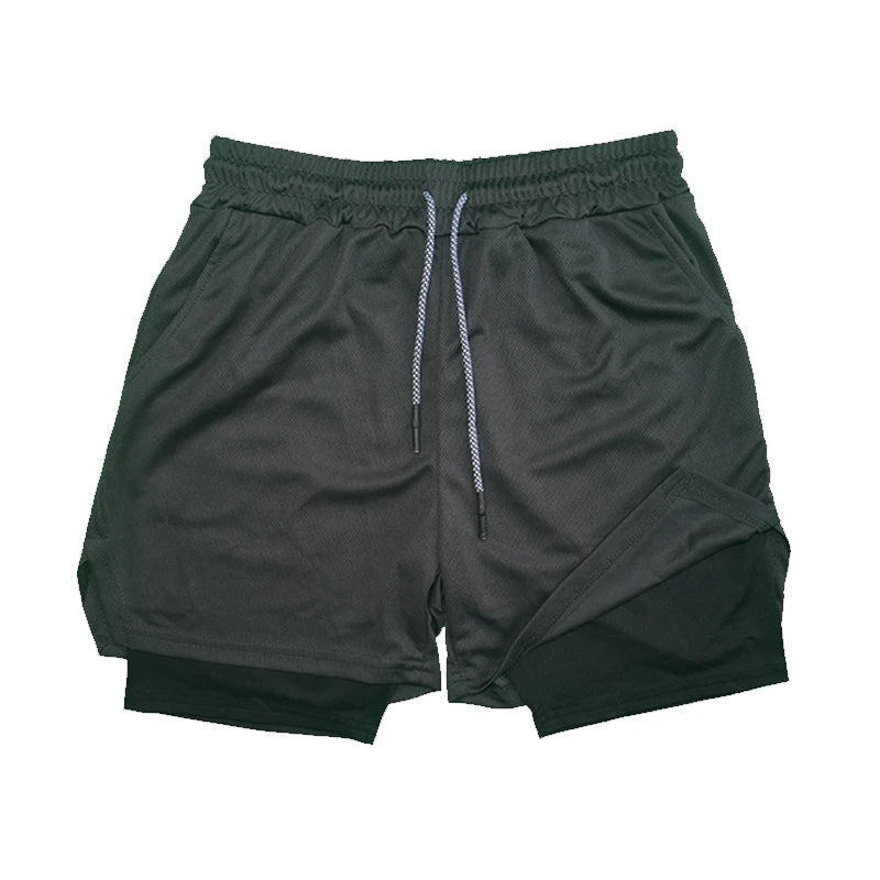 Men’s Double-Layer Fitness Shorts – Quick-Dry & Breathable