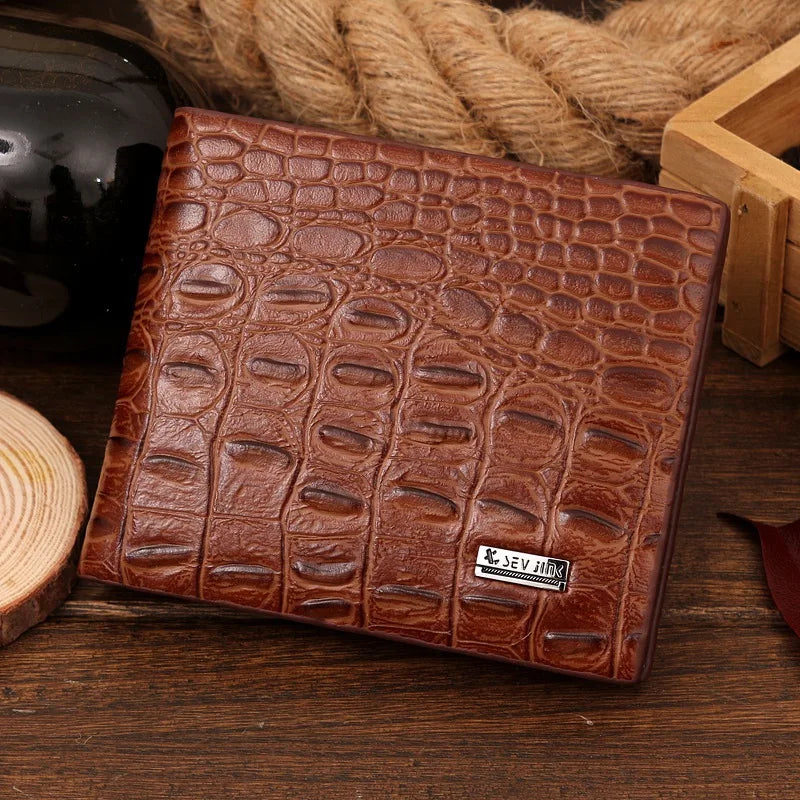 Crocodile Grain Short Design Wallet for Men