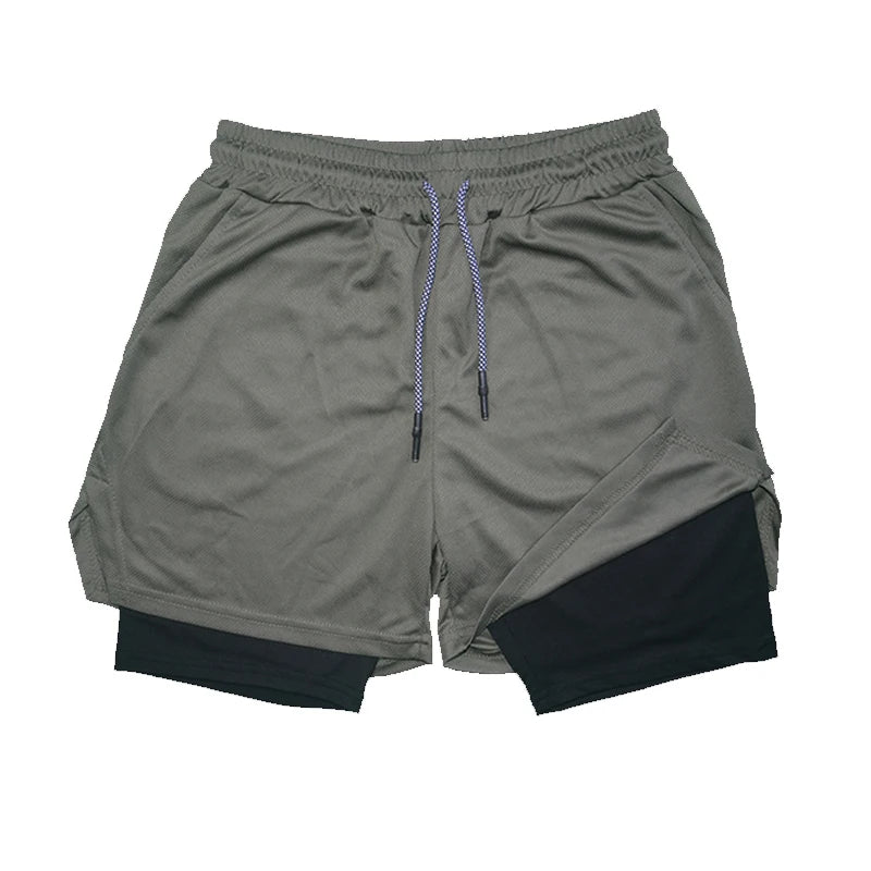 Men’s Double-Layer Fitness Shorts – Quick-Dry & Breathable