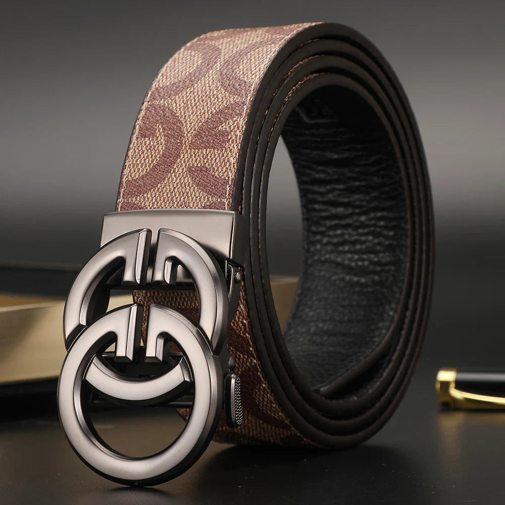 High-Quality Split Leather Unisex Belt with Automatic Metal Buckle