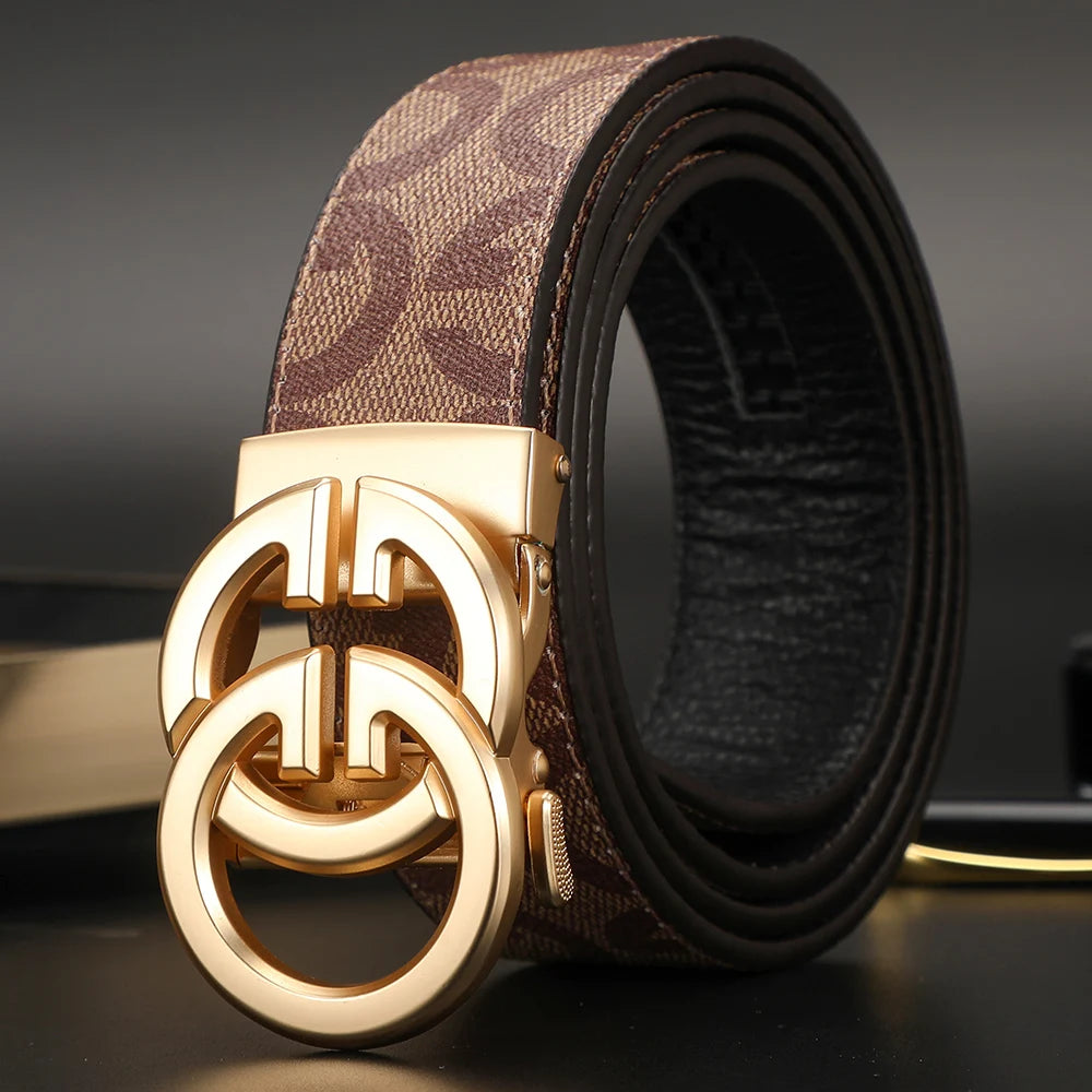 High-Quality Split Leather Unisex Belt with Automatic Metal Buckle