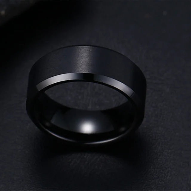 Stainless Steel Black Wedding Engagement Ring