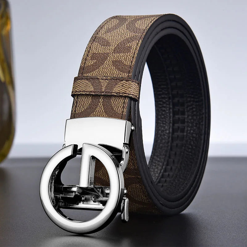 High-Quality Split Leather Unisex Belt with Automatic Metal Buckle