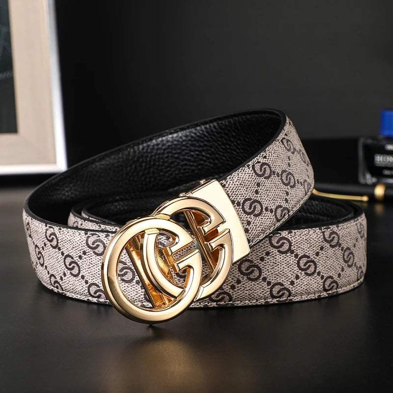 High-Quality Split Leather Unisex Belt with Automatic Metal Buckle