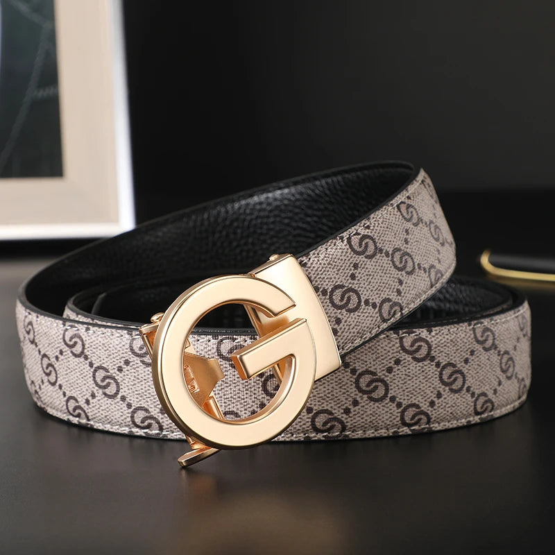 High-Quality Split Leather Unisex Belt with Automatic Metal Buckle