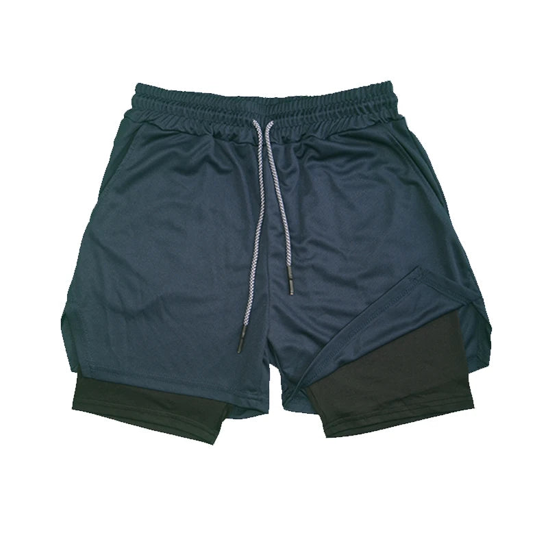 Men’s Double-Layer Fitness Shorts – Quick-Dry & Breathable