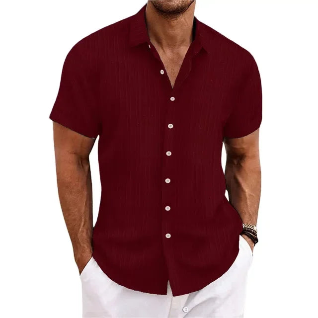 Men's High-Quality Lightweight Striped Short-Sleeved Shirt – Luxury Fashion for Effortless Style