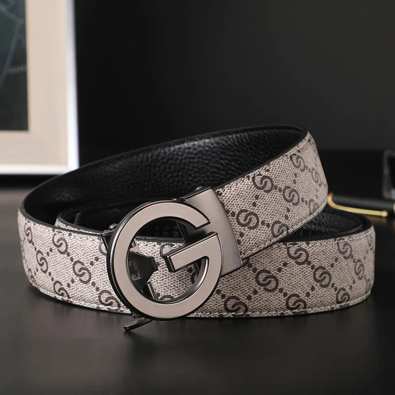 High-Quality Split Leather Unisex Belt with Automatic Metal Buckle