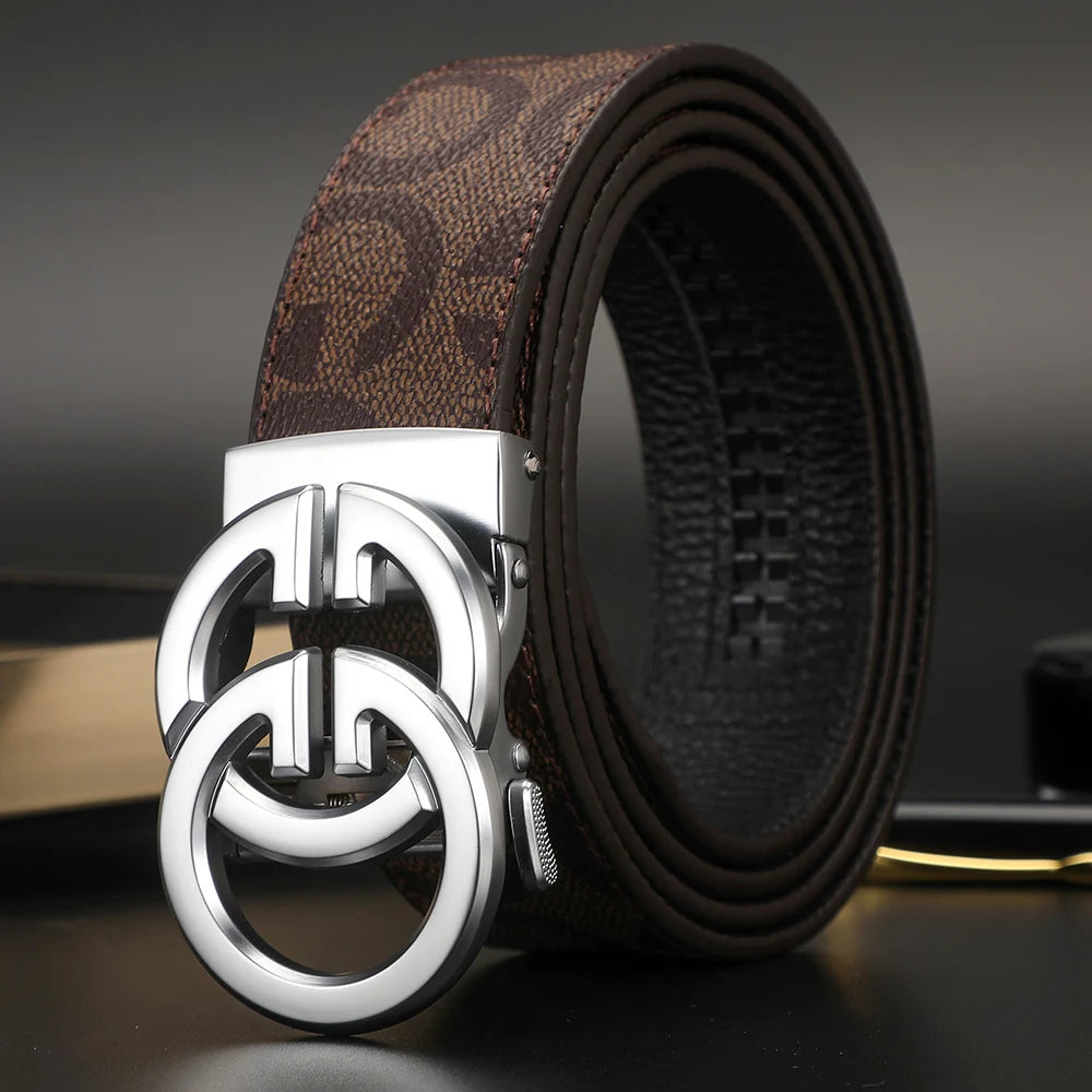 High-Quality Split Leather Unisex Belt with Automatic Metal Buckle