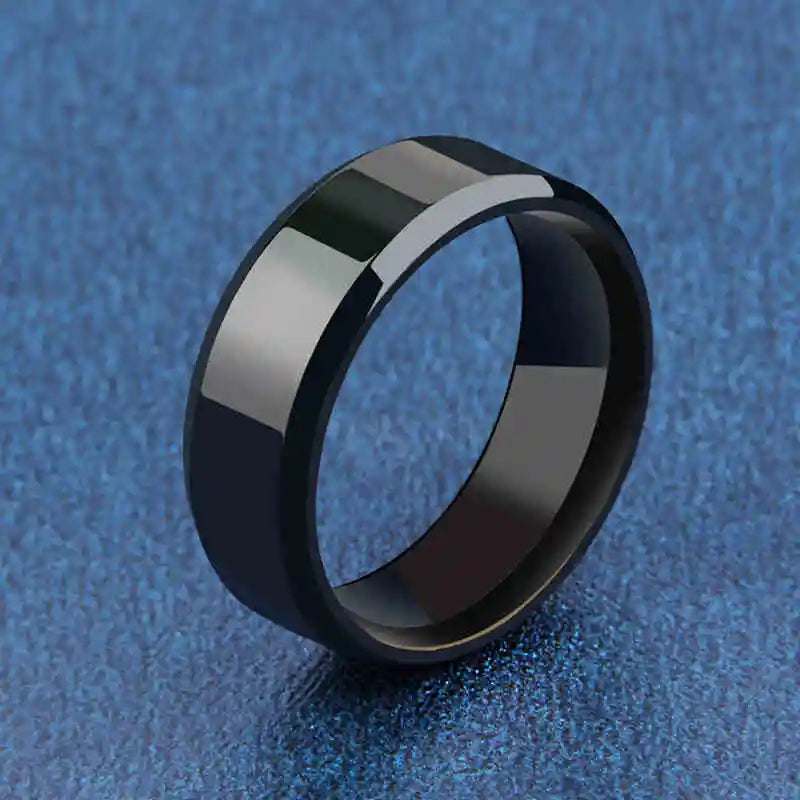 Stainless Steel Black Wedding Engagement Ring