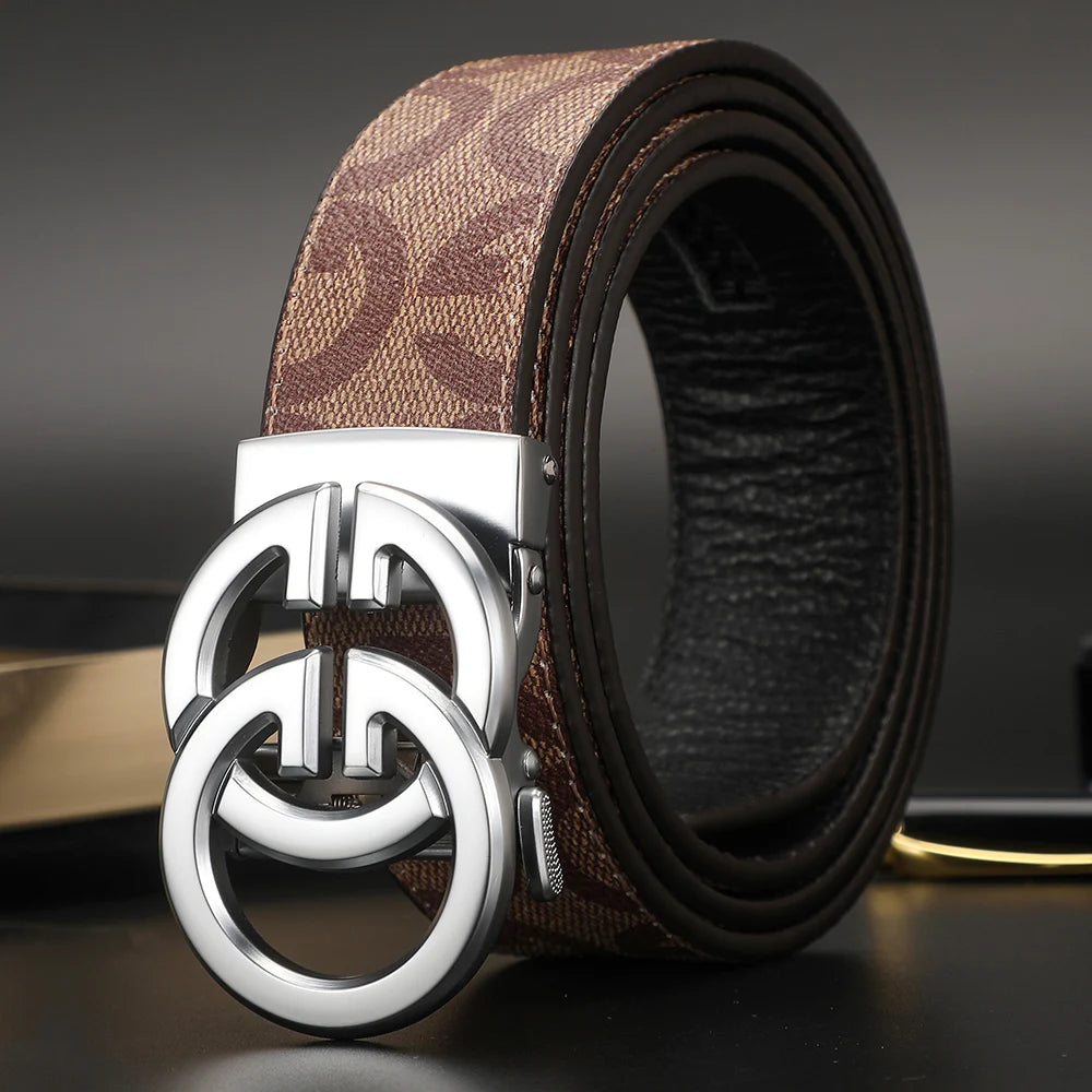 High-Quality Split Leather Unisex Belt with Automatic Metal Buckle