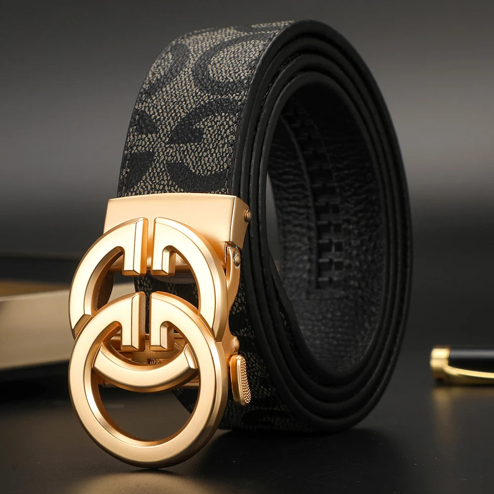 High-Quality Split Leather Unisex Belt with Automatic Metal Buckle