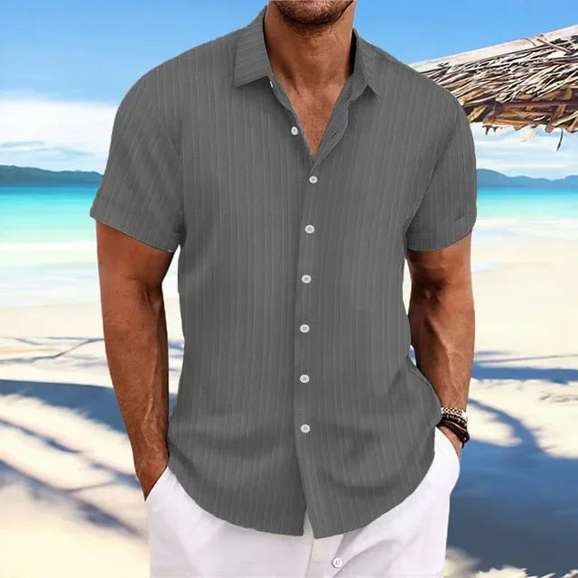 Men's High-Quality Lightweight Striped Short-Sleeved Shirt – Luxury Fashion for Effortless Style